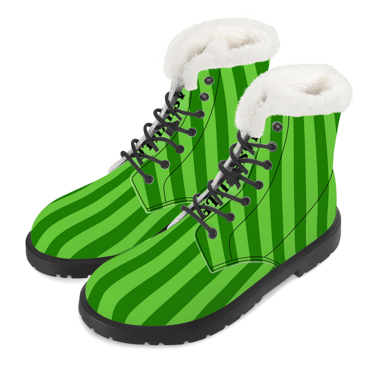 NASHVILLE BRAND NEON GREEN STRIPE Faux Fur Synthetic Leather Boot