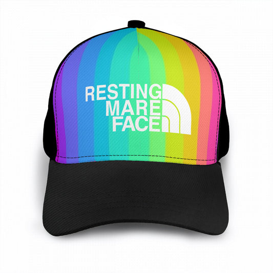 LADIES RESTING MARE FACE RAINBOW TRUCKER Stitching Curved Brim Baseball Cap