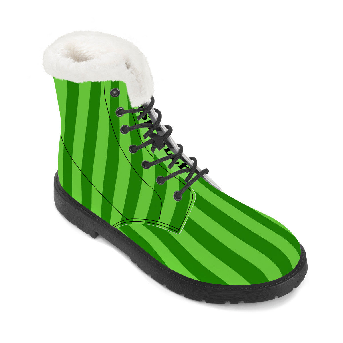 NASHVILLE BRAND NEON GREEN STRIPE Faux Fur Synthetic Leather Boot